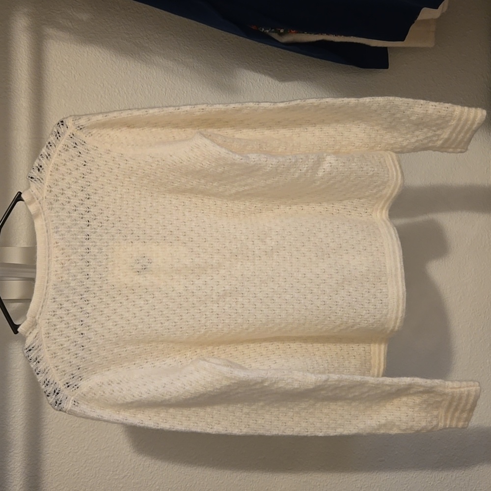 Sezane Saphia Wool/ Kid Mohair Delicate Fancy Openwork Knit White Cardigan - Picture 14 of 14